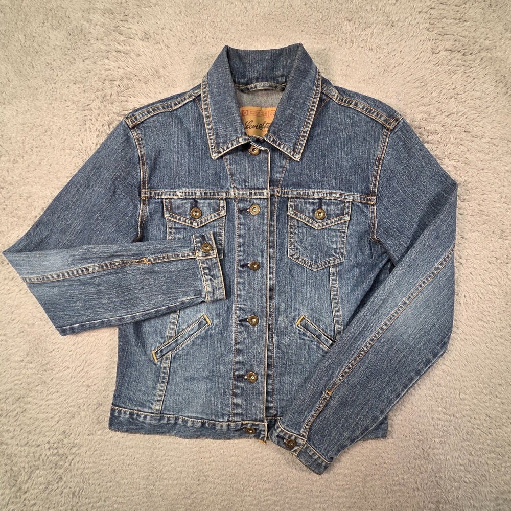 Levis Jean Jacket Womens‎ S Vintage Y2K Blue Denim Moto Grunge 90s Heritage